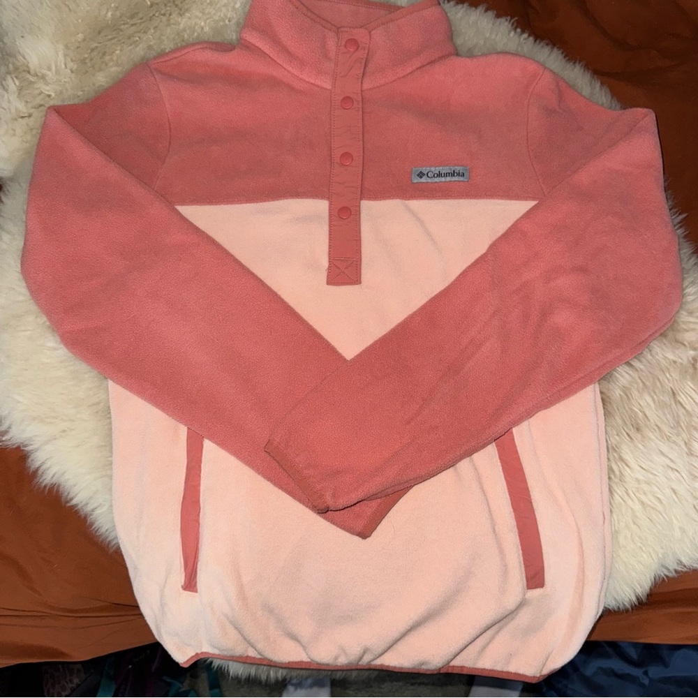 Columbia Women’s Two-Tone Pink Half Snap Fleece Pullover Small